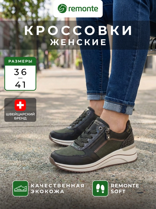 Женские кроссовки Remonte Soft, из качественной эко кожи - 