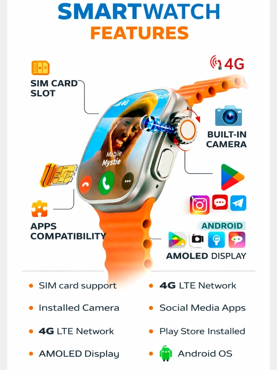 Smart watch TC41. simkarta va kamerali soat. telegram, instagram, youtub, ishlaydi - 