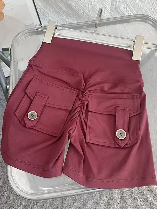 Ayollar uchun sport shortiklari, orqa cho‘ntakli, sport va raqs uchun