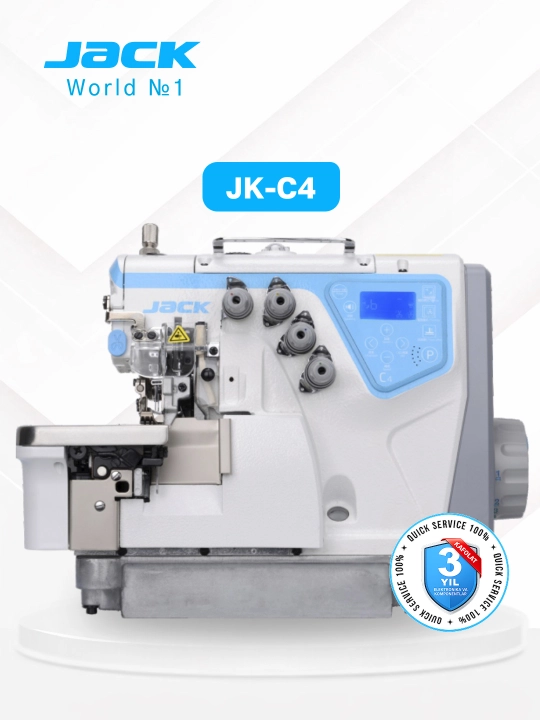 Jack C4 sanoat overloki, 4 ipli overlok mashina, tikuv mashinasi overlok, avto kesish, LED - 