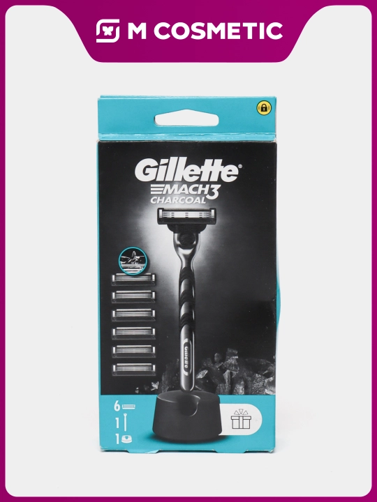 Станок для бритья Gillette Mach3 Charcoal Razor, 6 кассет - 