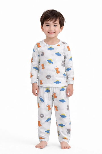 Bolalar pijamasi dinosaur printli, paxtali uy kiyimi, o‘g‘il bolalar uchun 2–7 yosh - 
