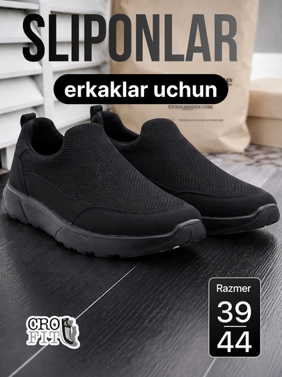 Слипоны мужские, слипоны мужские летние, обувь мужская, размеры 39- 44 — CROFIT2-X7MODELL-ЧЕРН-42