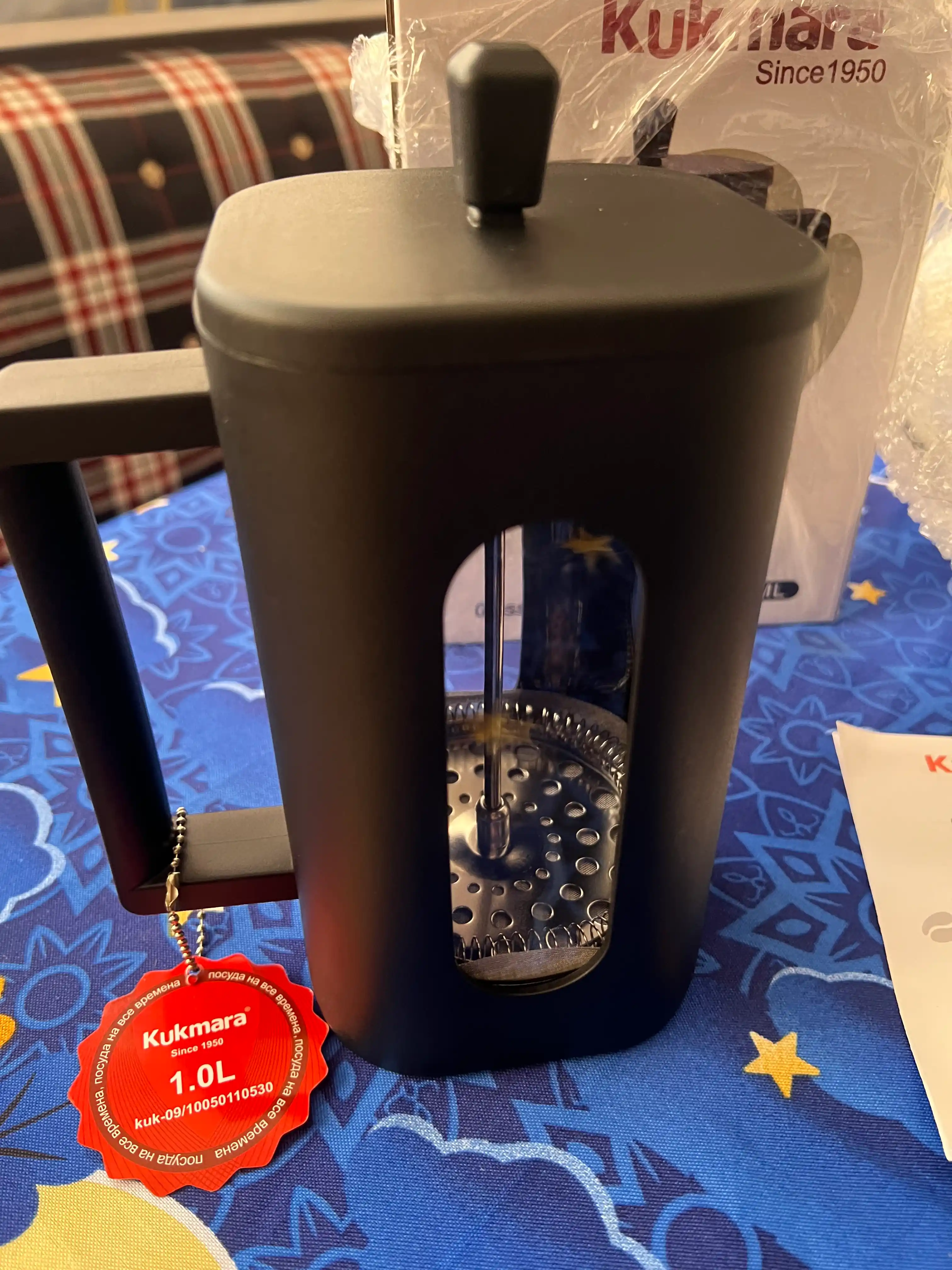 Френч-пресс Cook More, 1 л – стеклянный заварочный чайник с поршнем для чая и кофе