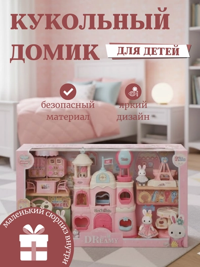 Кукольный домик 11 моделей — домики с мебелью, игрушечный дом — MALTOYY-DOMIKKUKLA-ФУКСИЯ