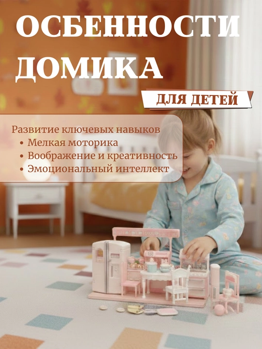 Кукольный домик, игровой домик с набором мебели, дом в стиле Sylvanian, дом семьи кроликов