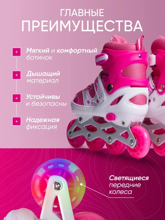 Детский комплект роликовых коньков с защитным снаряжением