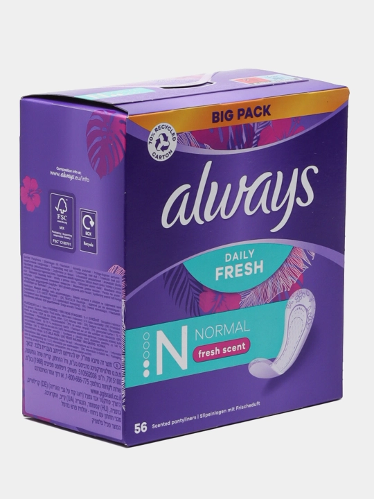 Always Normal Fresh Scent kundalik qistirmalari, 56 dona