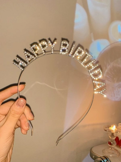 Ободок Happy Birthday, аксессуар на день рождения, аксессуар для фотосессии — ZELUVI-ZELUVI16-СЕРМЕТ