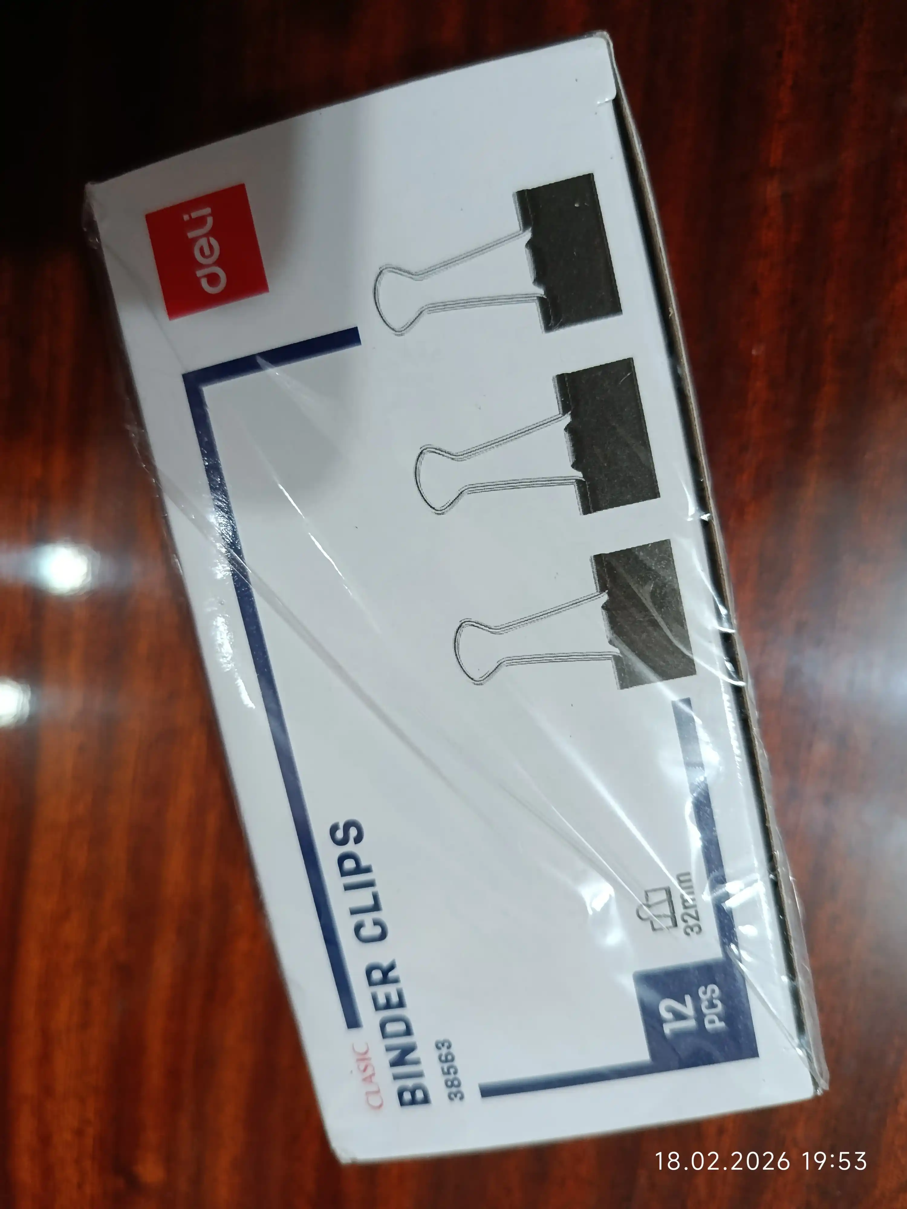 Qisqich qog'ozlar uchun Deli 38563, qora, 32 mm, 12 dona