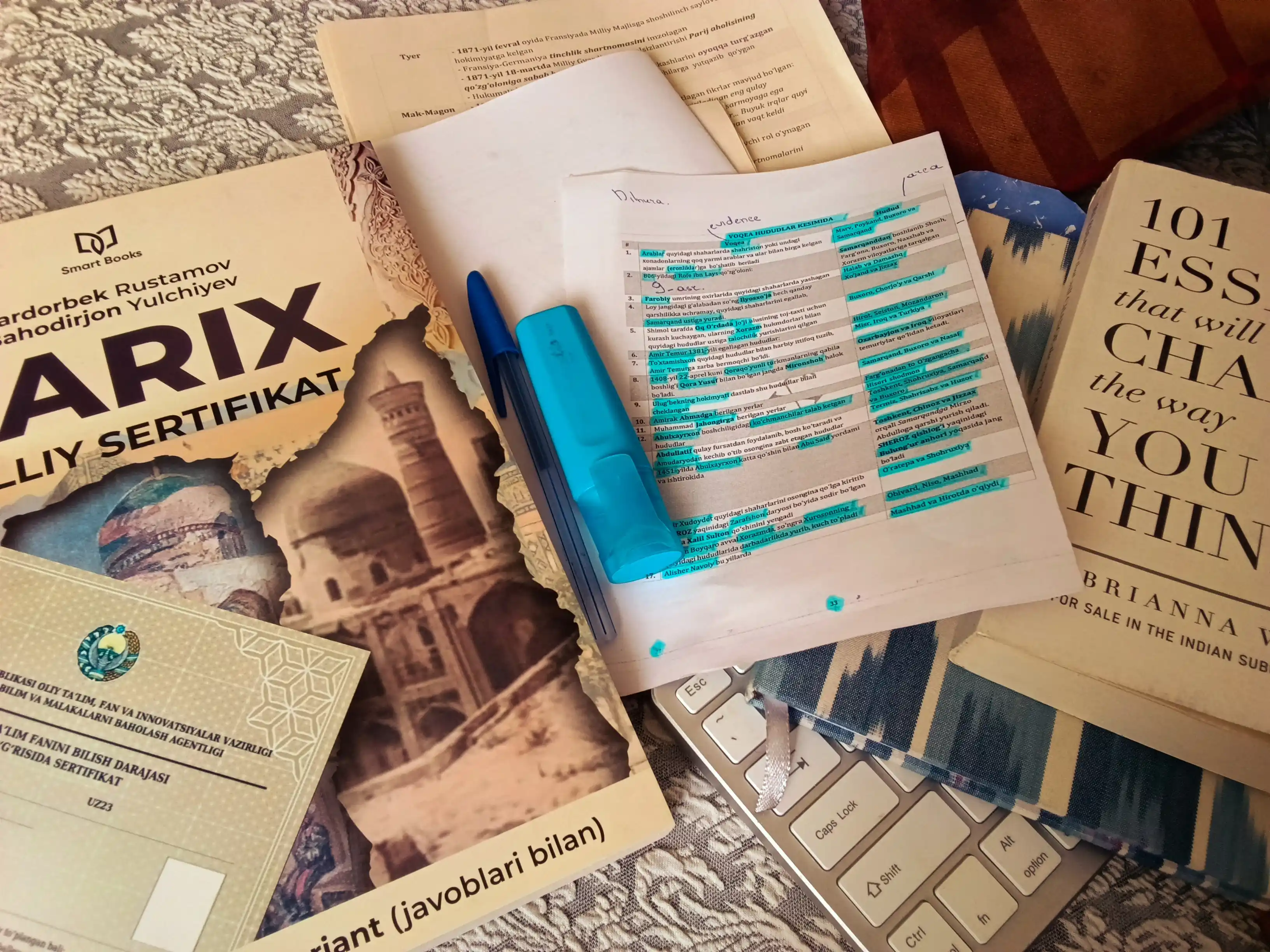 Tarix va ona tili-adabiyot — milliy sertifikat testlari, alohida variantlar