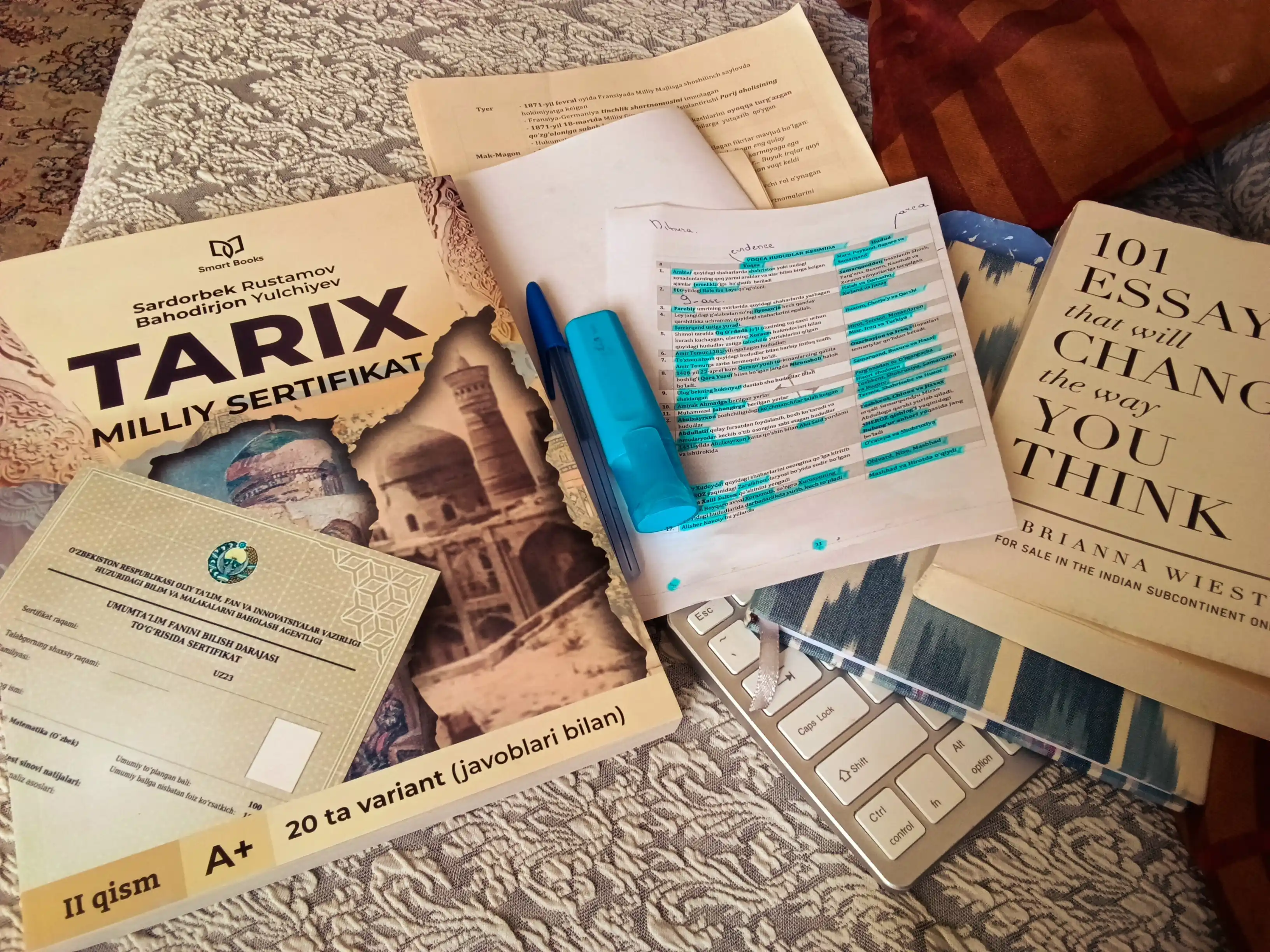 Tarix va ona tili-adabiyot — milliy sertifikat testlari, alohida variantlar