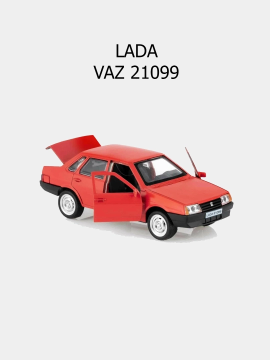 Машинка игрушка Лада Жигули ВАЗ 21099, металлическая, красная, Технопарк, 12 см - 