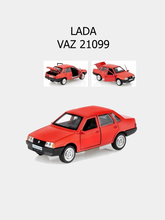 Машинка игрушка Лада Жигули ВАЗ 21099, металлическая, красная, Технопарк, 12 см