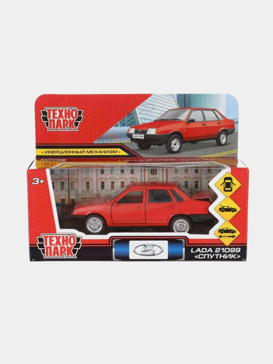 Машинка игрушка Лада Жигули ВАЗ 21099, металлическая, красная, Технопарк, 12 см
