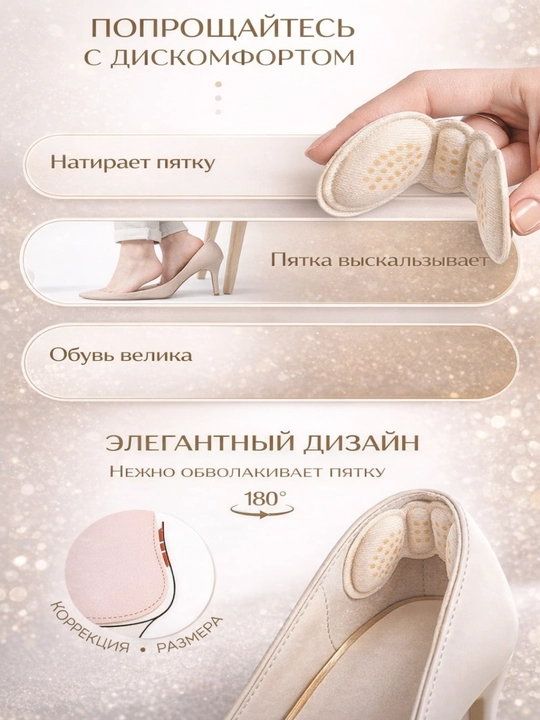 Вкладыши запяточники от мозолей и натирания, мягкие тканевые накладки для обуви, 3 мм и 6 мм