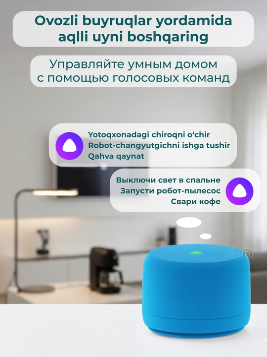 Умная колонка Яндекс Станция Лайт 2 с микрофоном, колонка Алиса с часами, без часов