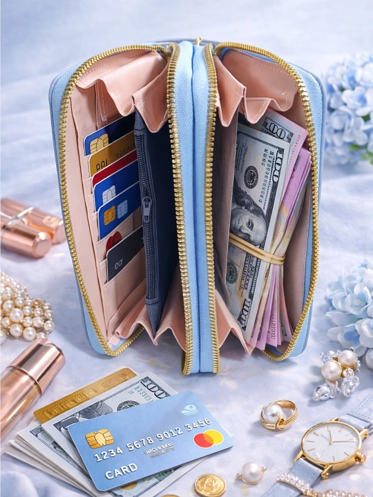 Женский кожаный кошелек с длинной ручкой — отличная идея для подарка