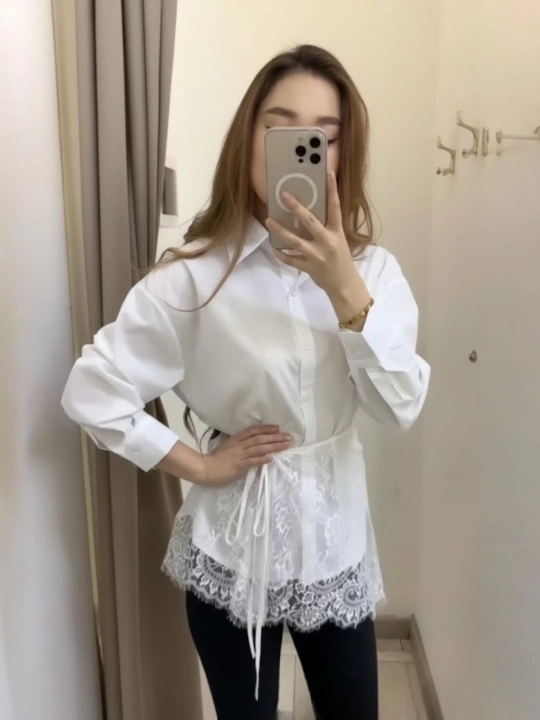 Ayollar ko'ylagi (rubashka), uzun yengli, paxta, bazoviy model