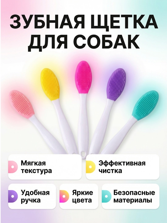 Набор силиконовых зубных щеток для животных - 