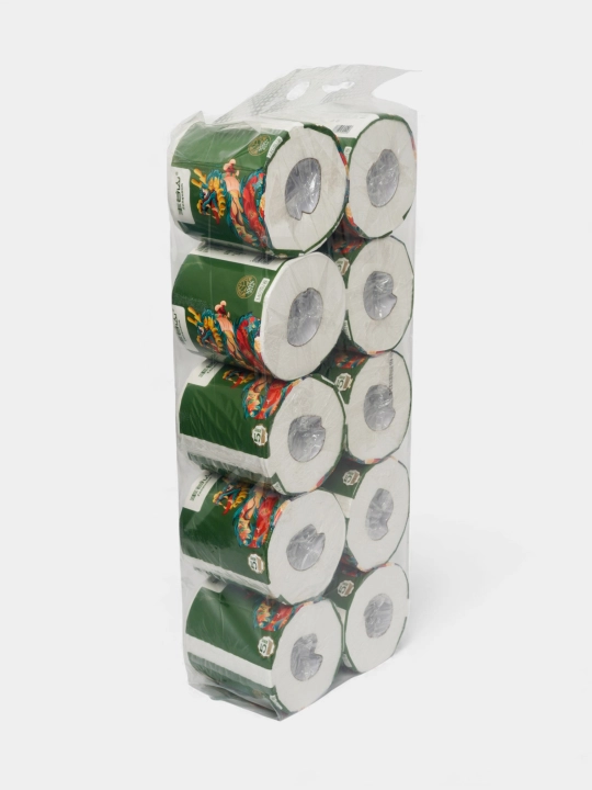 Tualet qog‘ozi, 10 dona, oq, juda yumshoq va mustahkam, 100% tabiiy sellyuloza, katta o'ram