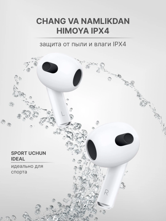 Simsiz quloqchinlar Pods 3 Premium, sensorli, iPhone va Android uchun naushnik