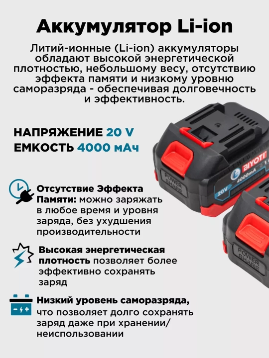 Аккумуляторный гайкаверт Biyoti BYT-CEW02, ART 2063