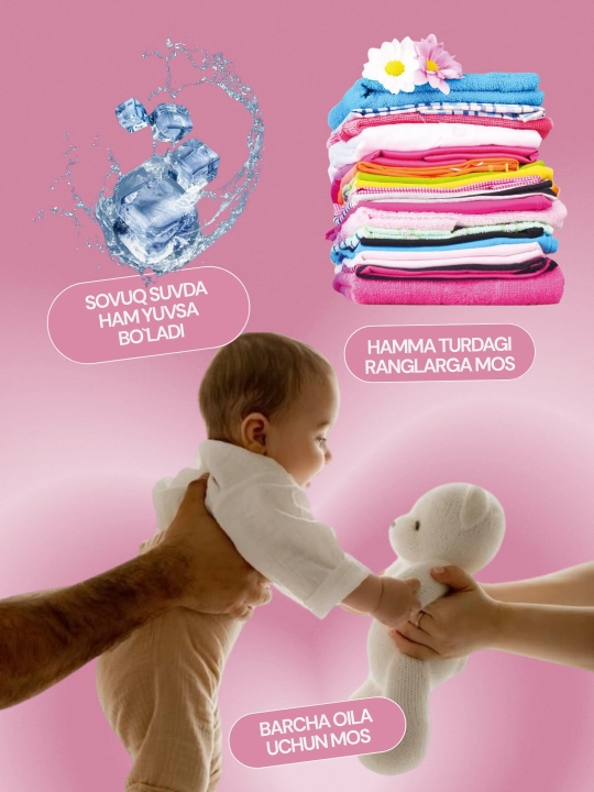 Kir yuvish uchun universal gel, 5 kg, 100 dona, Germaniya texnologiyasi, Turkmaniston