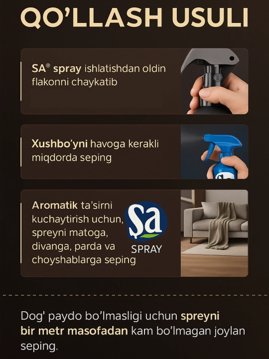 SA Spray havo tozalagich, uy va kiyimlar uchun, 500ml, 5 xil hidli