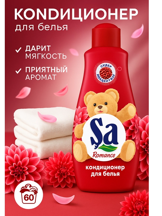 Kir uchun SA konditsioner 60 ta uvish, yoqimli hid, gigiyenik, koncentrat, 1.5 litr