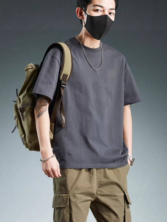 Мужская хлопковая футболка, летняя, свободный крой oversize - 