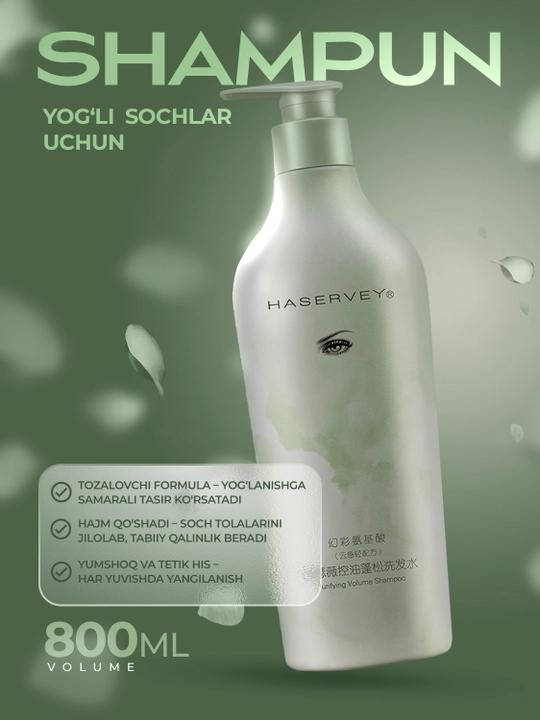 Soch uchun shampun HASERVEY – professional parvarish, 800 ml