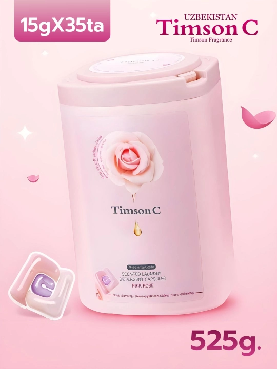 Timson C kir yuvish kapsulalari - "Rosa" va "Pomelo Rose" yoqimli iforli, formulasi 4 tasi 1 da