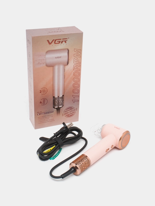 Kuchli cho'tkasiz doimiy motorli (110 000 rpm) professional soch quritgich VGR - 