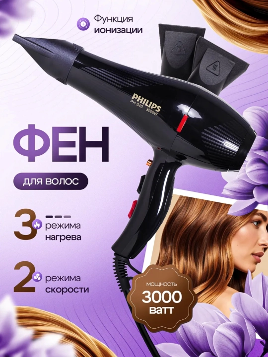 Professional soch quritgich, quritish va turmaklash uchun fen, ionlashtiruvchi
