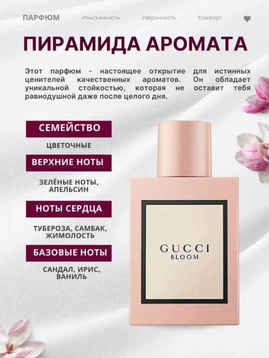 Parfyumeriya suvi Gucci Bloom, ayollar uchun aromatik, 100 ml