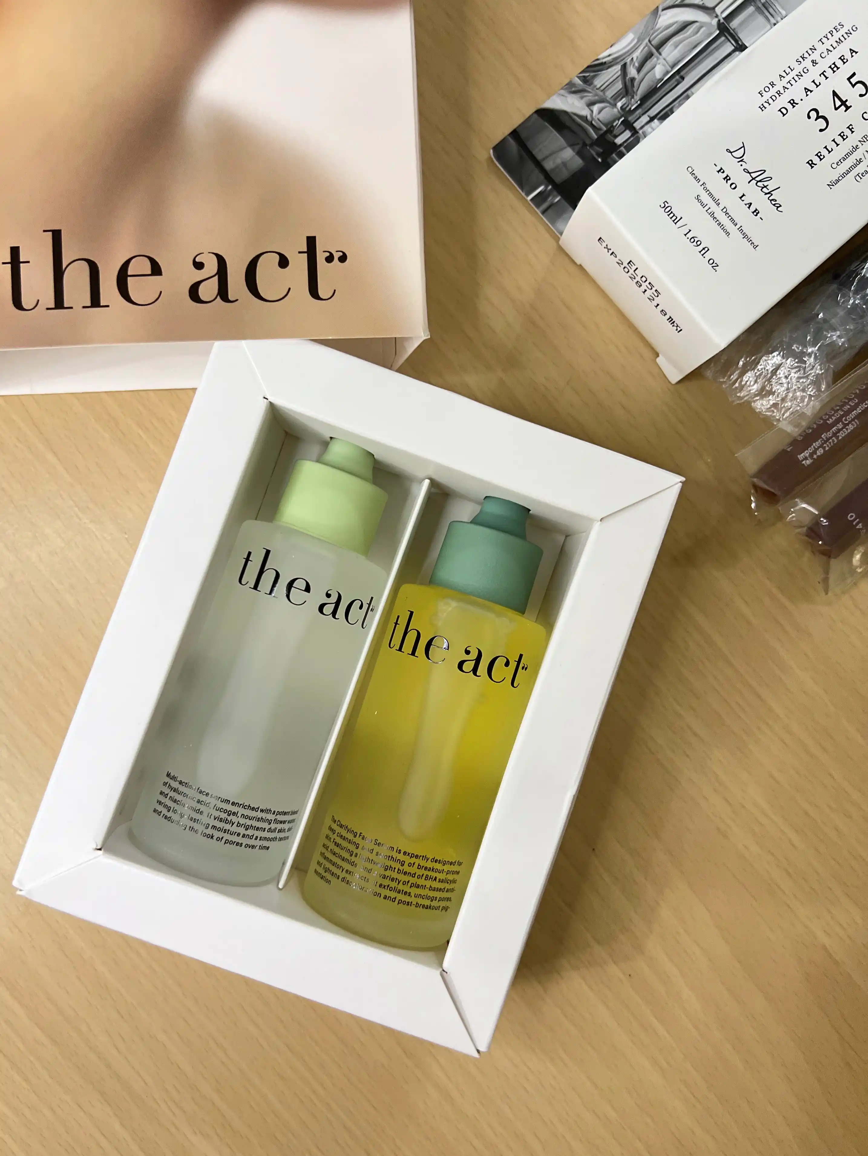 Сыворотка для кожи лица The Act, увлажняющая, очищающая, для сияния, подарочный набор