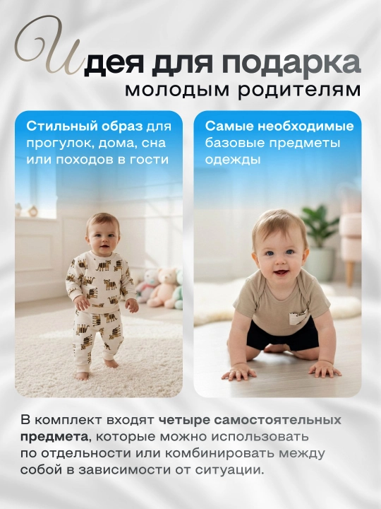 Костюм для новорожденных, маломерит, комплект для малышей 4 в 1