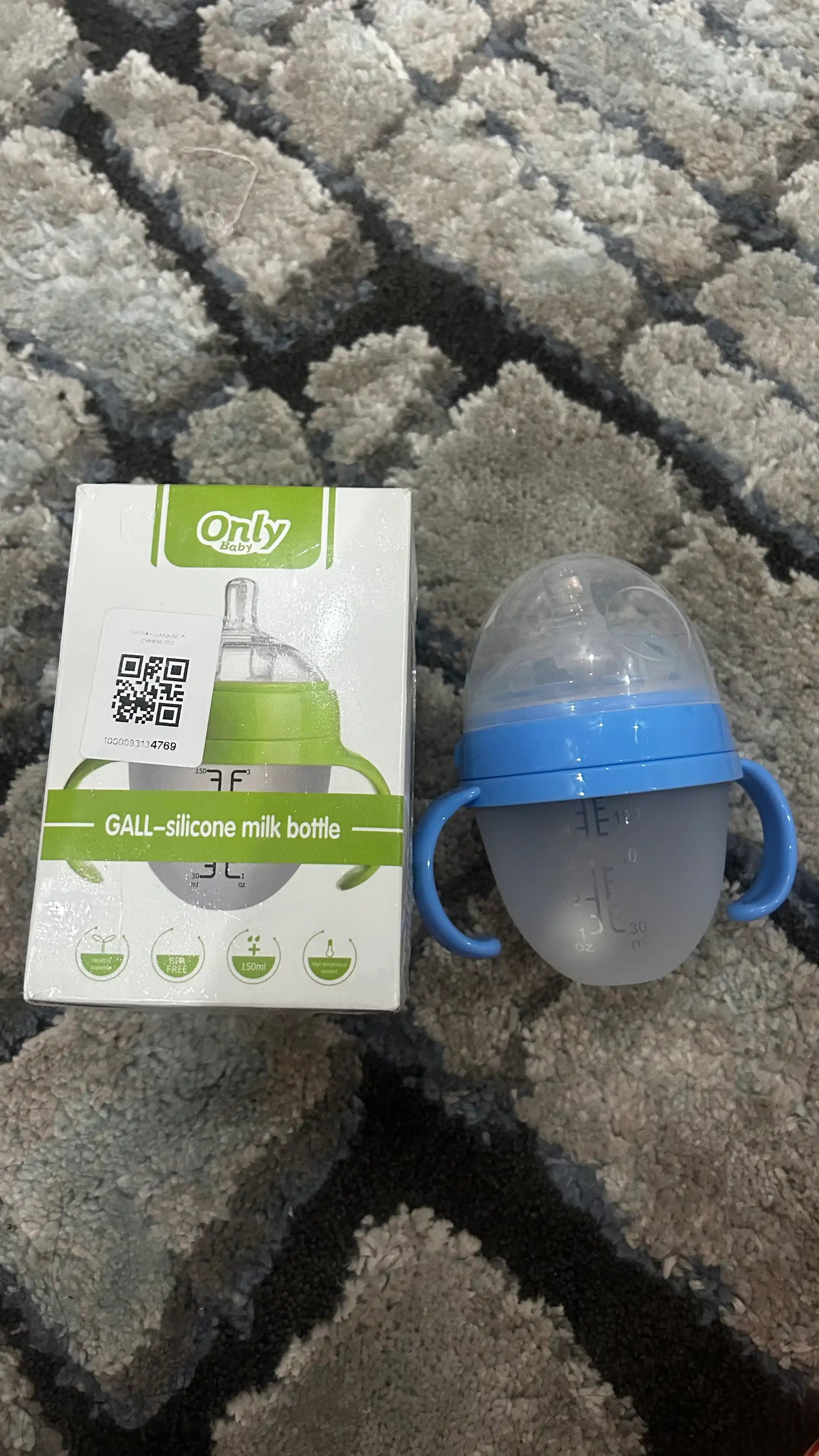 Silikon butilka, tutqich va gravitatsiya sharchasi va so‘rg‘ich bilan, 150, 250 ml