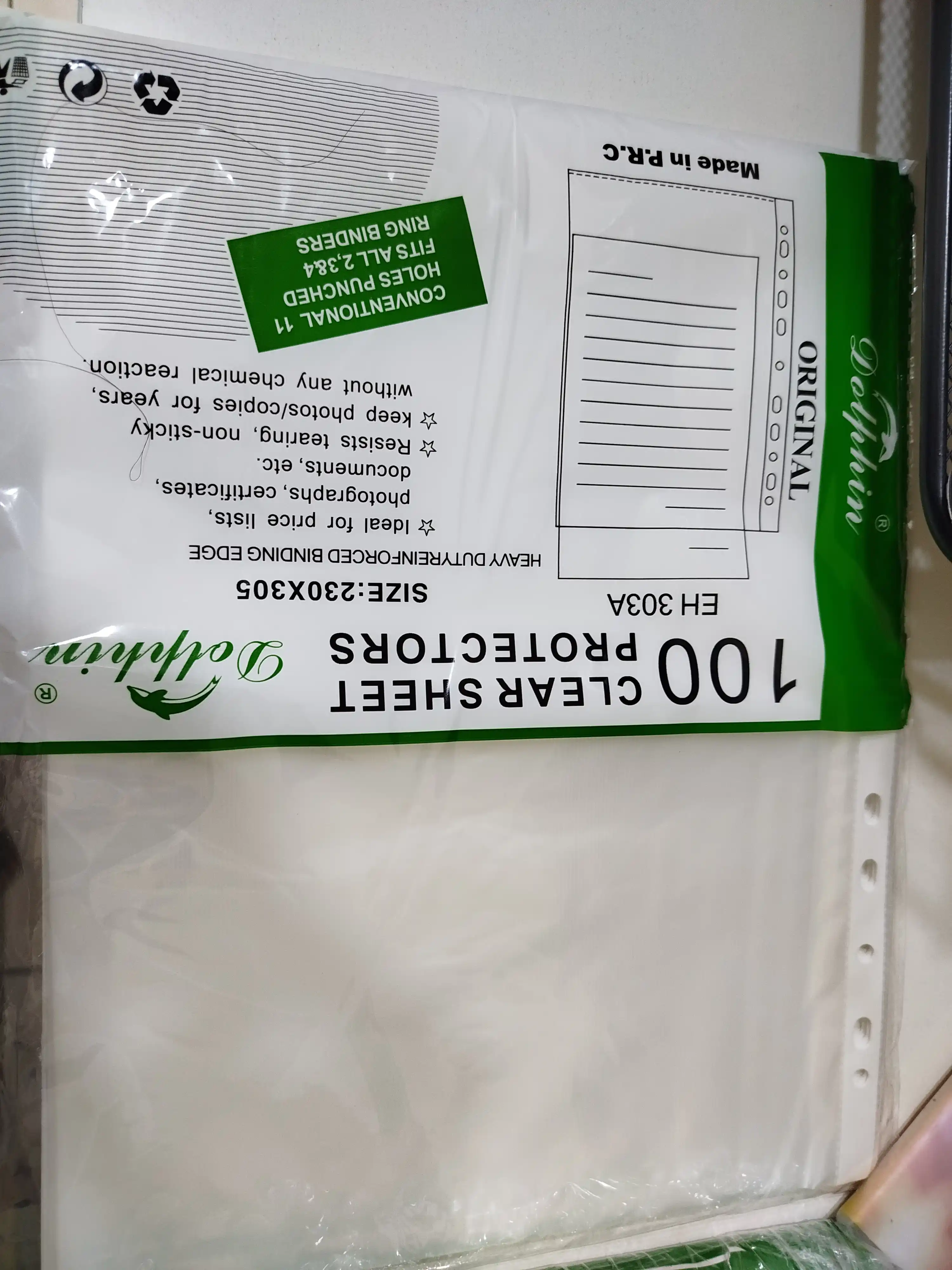 Fayl - papkalari, 100 dona, qog'ozlar uchun, A4, teshilgan, "Dolphin"