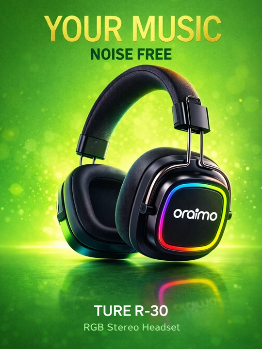 Oraimo TURE R-30 RGB Stereo Headset – Kuchli va tiniq ovoz - 