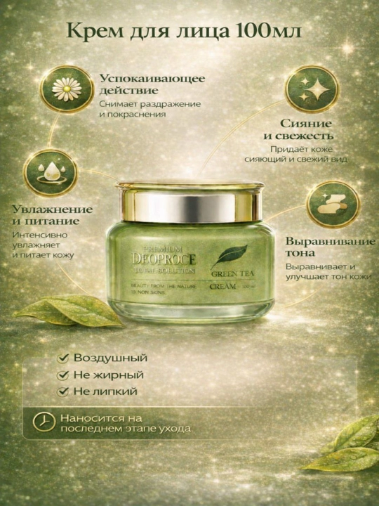 Набор для ухода за лицо Green Tea, корейская косметика, для жирной и комбинированной кожи