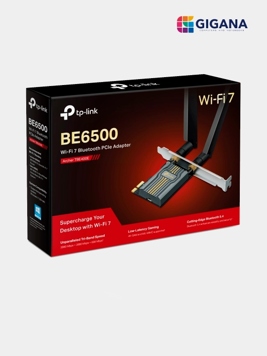 TP-Link Archer TBE400E — BE6500 Tri-Band Wi-Fi 7 Bluetooth 5.4 PCI Express адаптер
