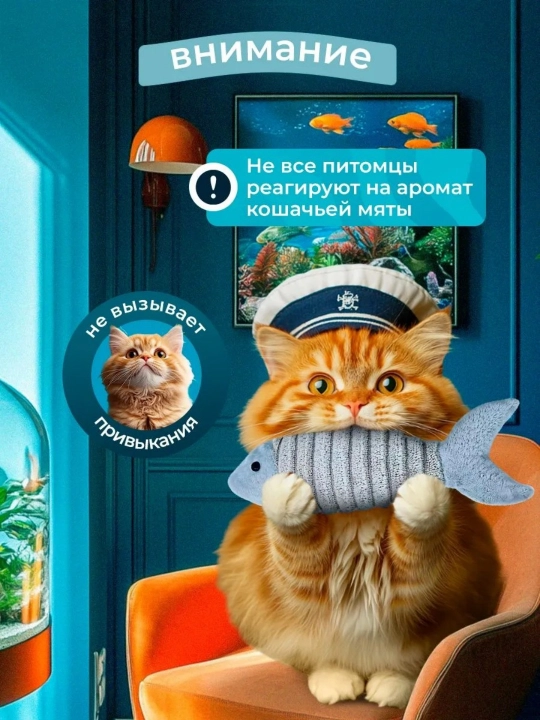 Игрушка для кошек, РЫБКА с кошачьей мятой