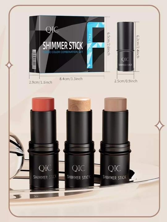 Контуринг стик QIC Shimmer Stick кремовый консилер бронзер хайлайтер 3в1 набор для лица