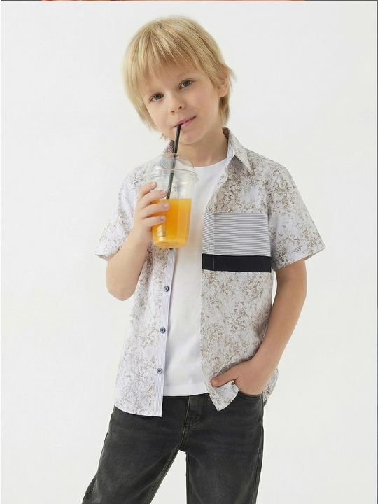 Рубашка для мальчика Slim Fit с длинным рукавом, школьная форма, 7-14 лет