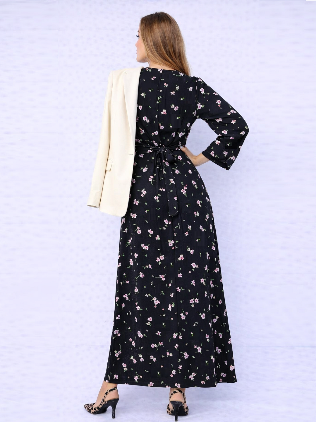 Женское платье макси в пол, свободный силуэт, завязка на спине, S M L XL