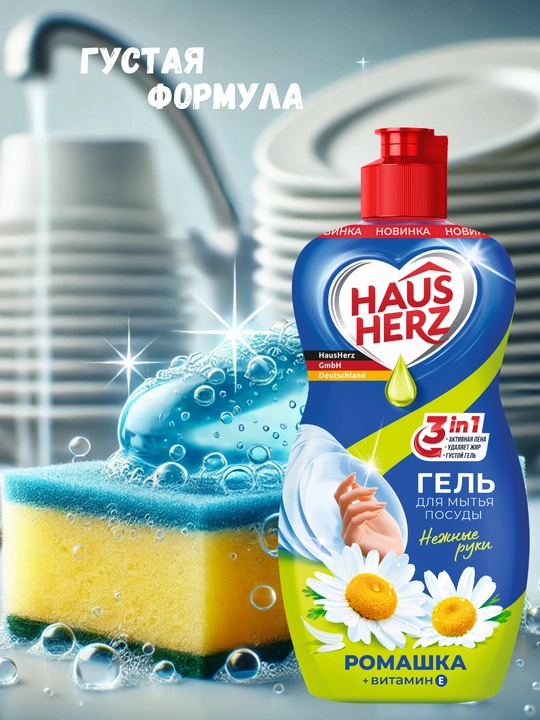 Набор средств для мытья посуды Haus Herz, 4 в 1