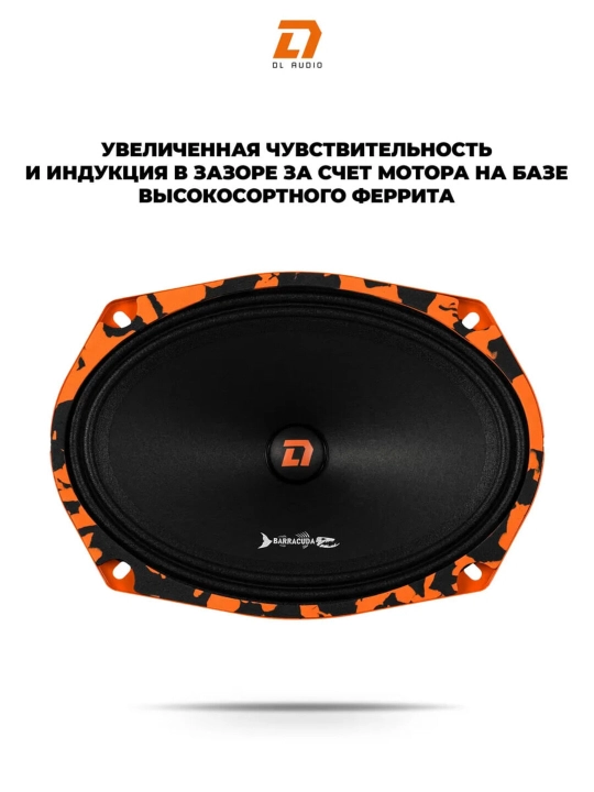 DL Audio "Barracuda" 69 estrada karnaylari, sezgirligi 92,7 dB, quvvati 70 Vt