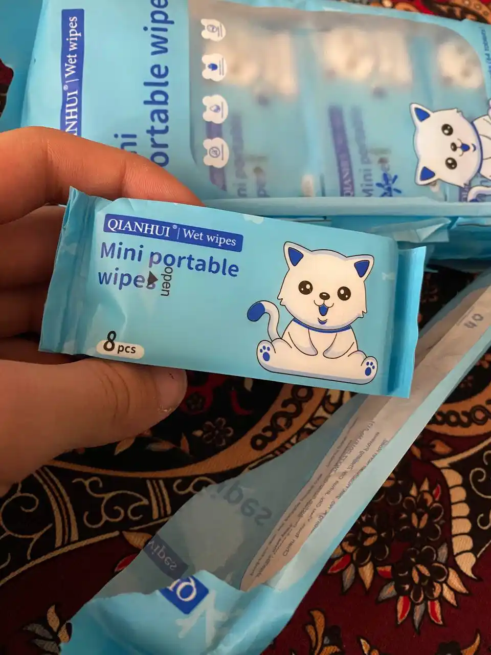Nam salfetkalar 64 dona, antibakterial, mini, bolalar va kattalar uchun